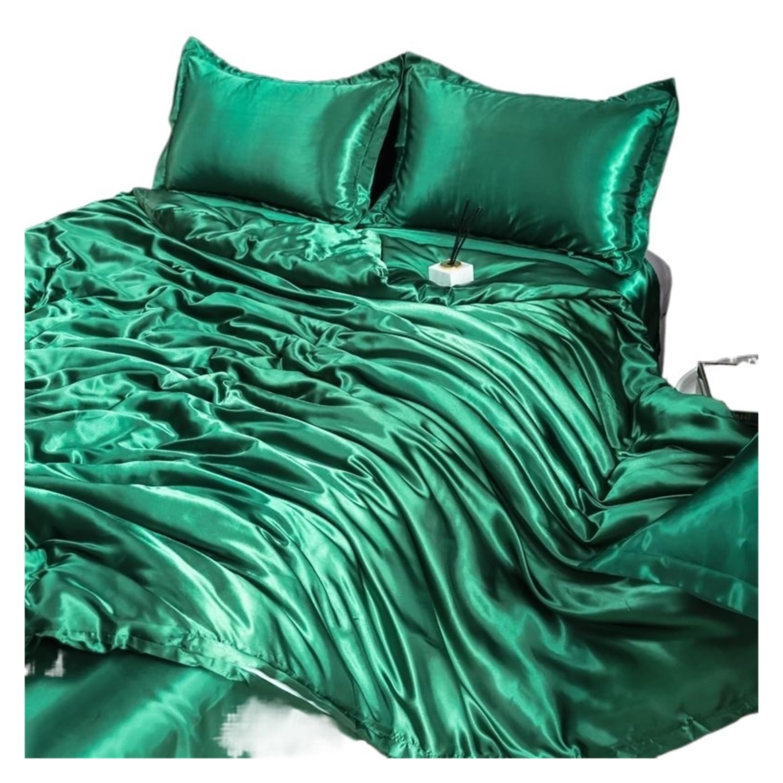 UALXPAO silk bedding Silk Bedding Set Satin Silky Duvet Cover With Pillowcase Home Textiles Solid Color Bed Sets(Color U,200x230cm-4pc set)