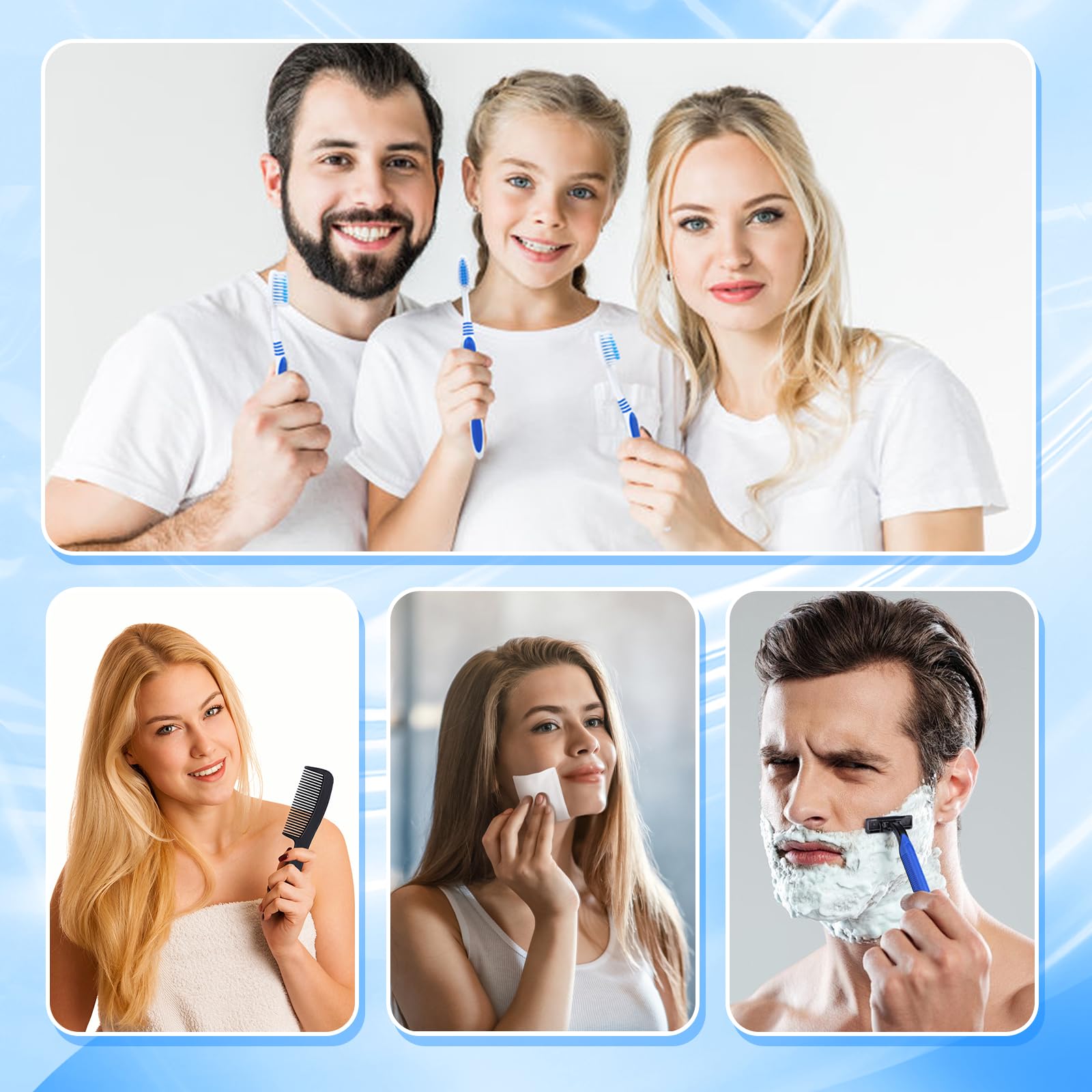 Kits de toilette de base, emballés individuellement, hygiène personnelle en vrac fournitures d'emballage de soins pour sans-abri