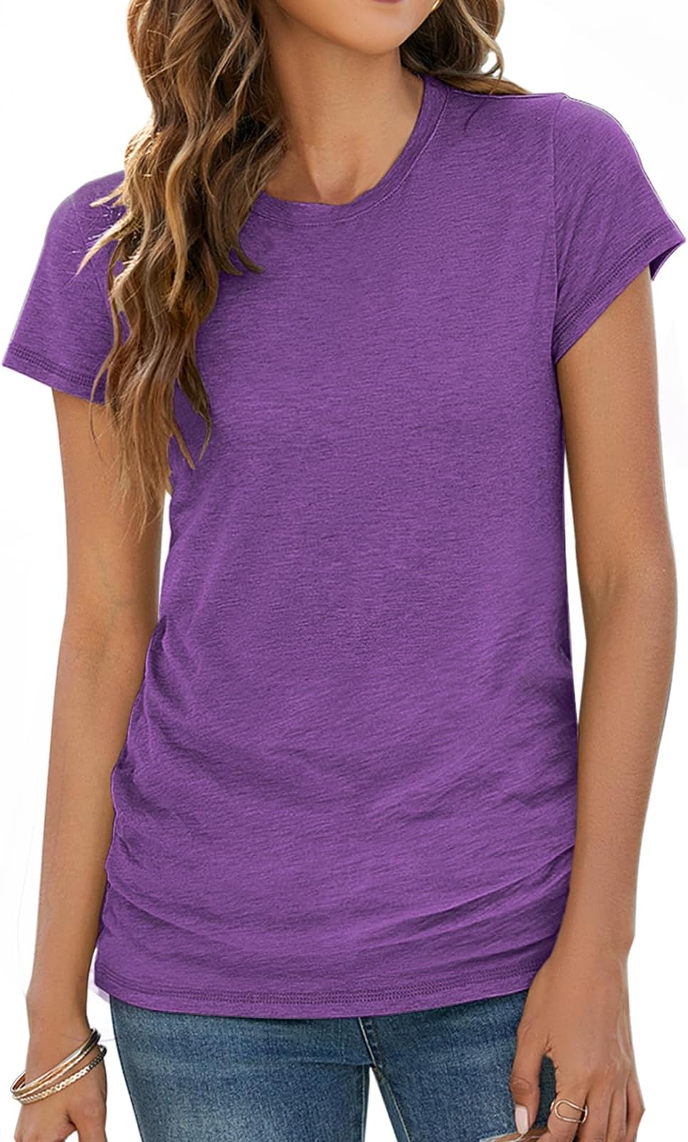 Womens T Shirts Short Sleeve Crew Neck Shirts Basic Tee Tops Blouse