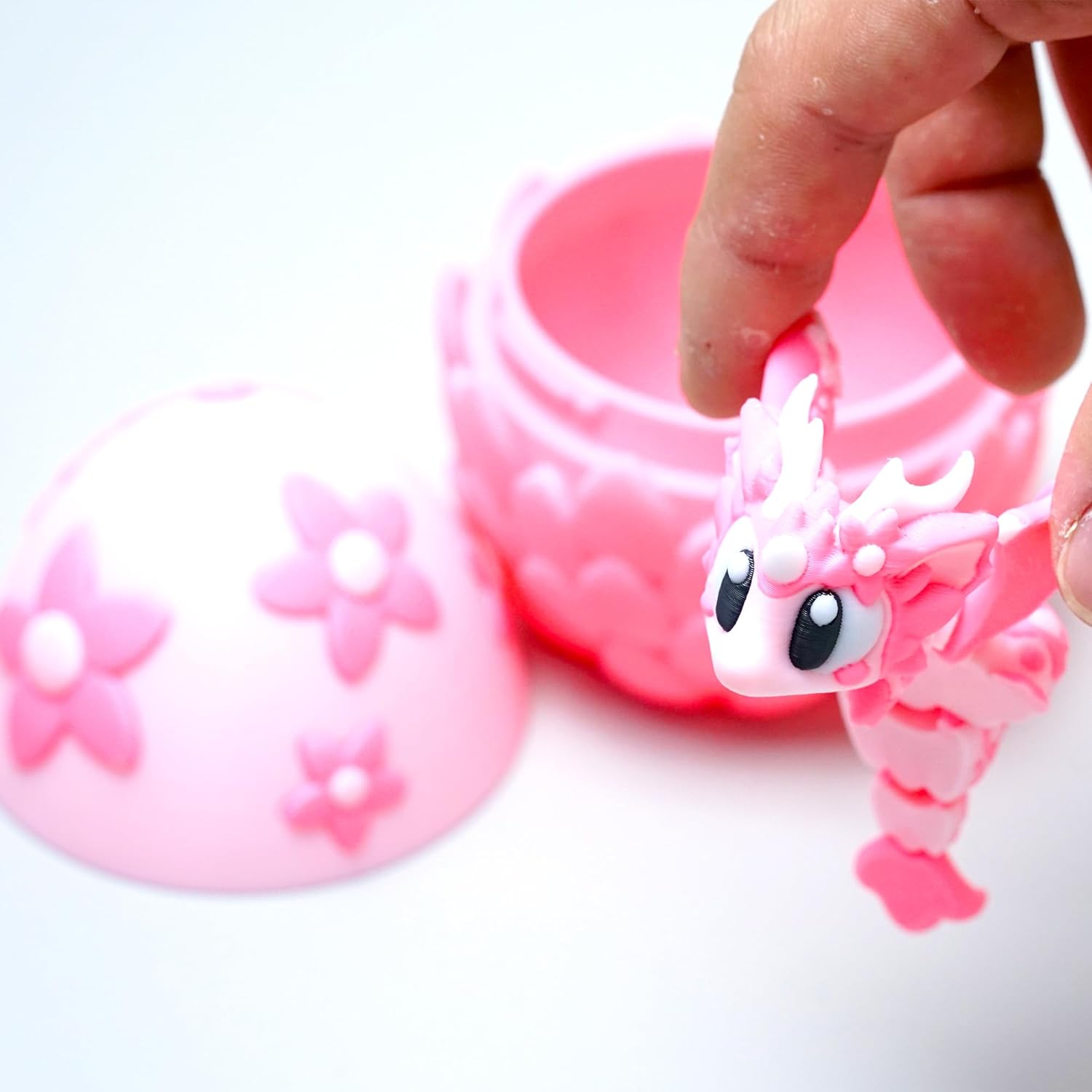 Colourful 3D Printed Dragon Egg,Little Dragon Inside Egg,Flexible Realistic Articulated Animal Fidget Toys,Mystery Figurines Gifts,Executive Desk Décor and Festival Collectible (Sakura) - Image 7