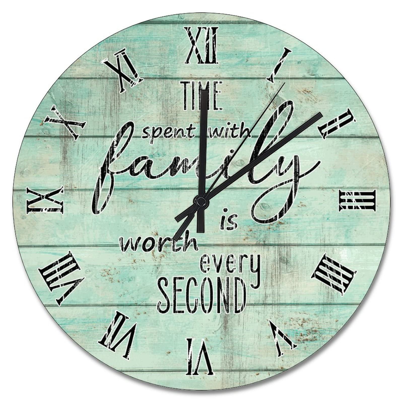 Horloge murale en bois bleu sarcelle de 38cm pour décorer un salon chaleureux
