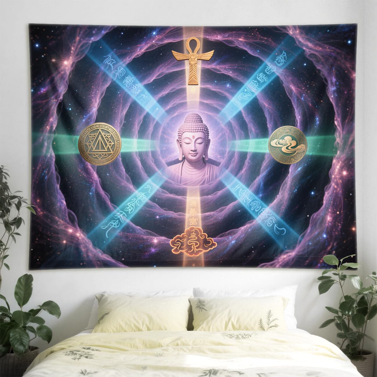 Tenture murale chambre mandala pour masquer un mur abime facilement - 5