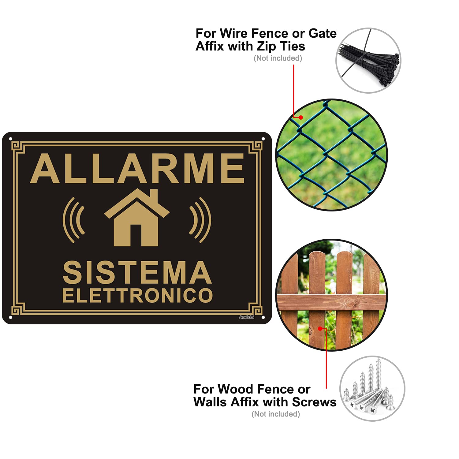 Andchi 2 Pezzi Cartello di Sicurezza da Cantiere, Cartello di Sorveglianza in Alluminio, Impermeabile e Antiruggine 25 x 35 cm