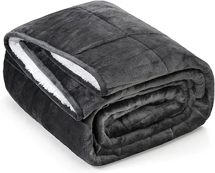 Weighted Blanket 15 lbs 60x80 inches, Sherpa Fleece...