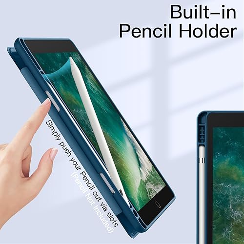 Miniatura 32 de JETech Funda para iPad de 9.7 pulgadas (6ª/5ª generación, 2018/2017) con soporte para lápices, carcasa trasera transparente transparente, soporte