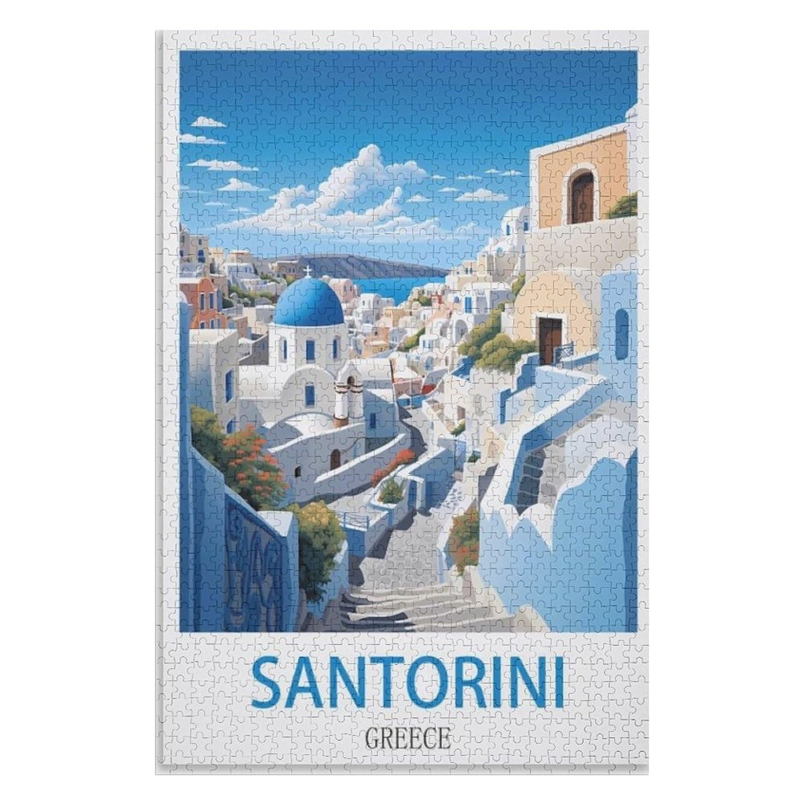 Adult Difficult Challenge Scenery， Santorini Greece，Adults 1000 Piece Jigsaw Puzzle- Christmas，70x50，paper puzzle，AA-624