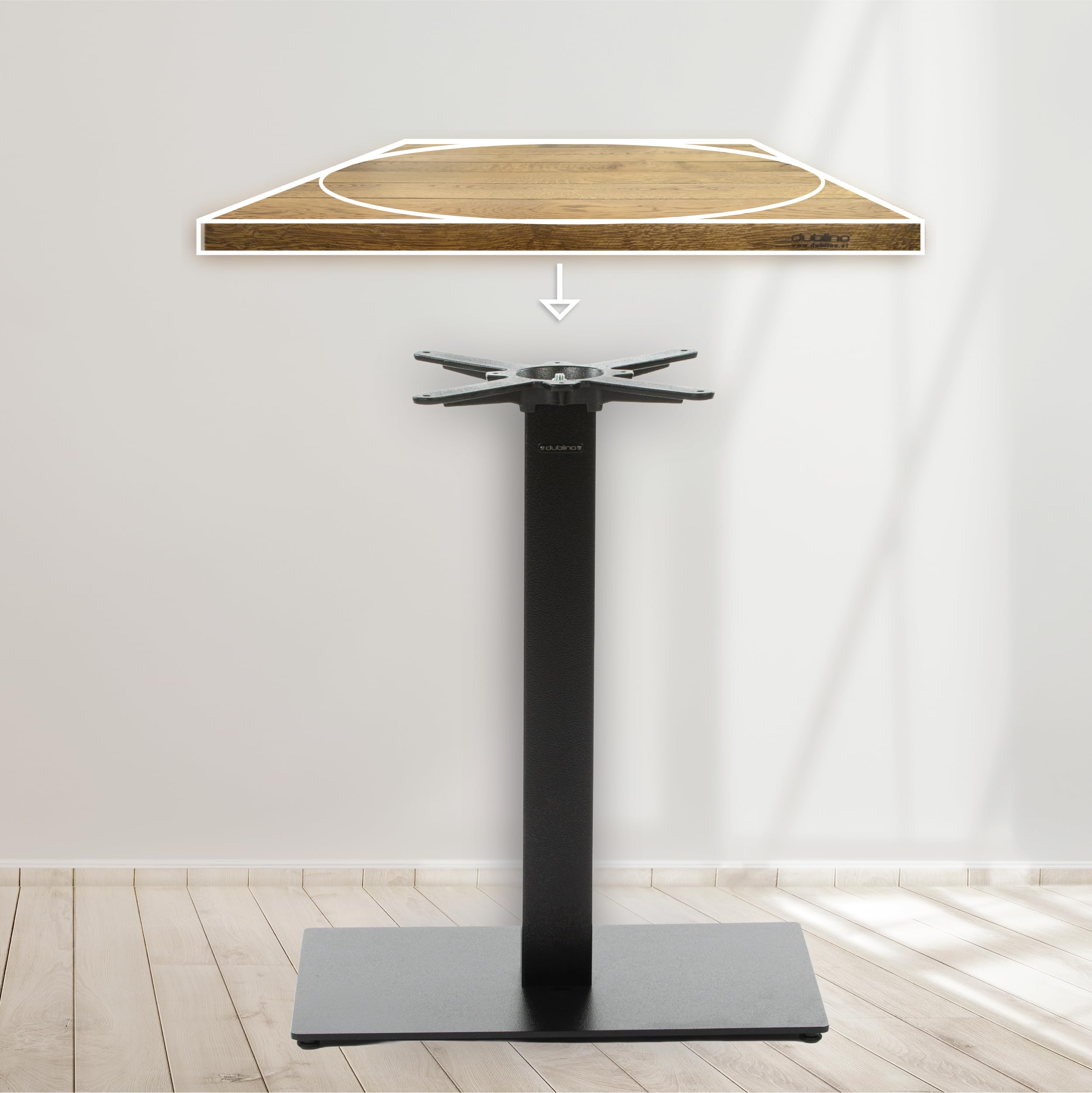 Premium Tischgestell Stahl- PJ7090 | schwarz | Höhe 72 cm | Bodenplatte 60x40 cm | max. Tischplattengröße 120x80 cm | Ideal für Esstische