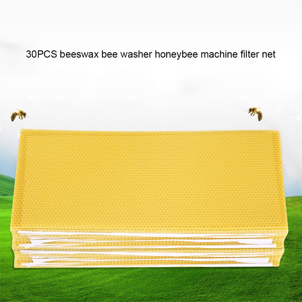 30 Pièces Nid D'abeille Fond de Teint Feuilles de Nid D'abeille de Cire D'abeille Outils D'apiculteur, Cire D'abeille Pure et Filtrée avec Texture en Nid D'abeille pour les