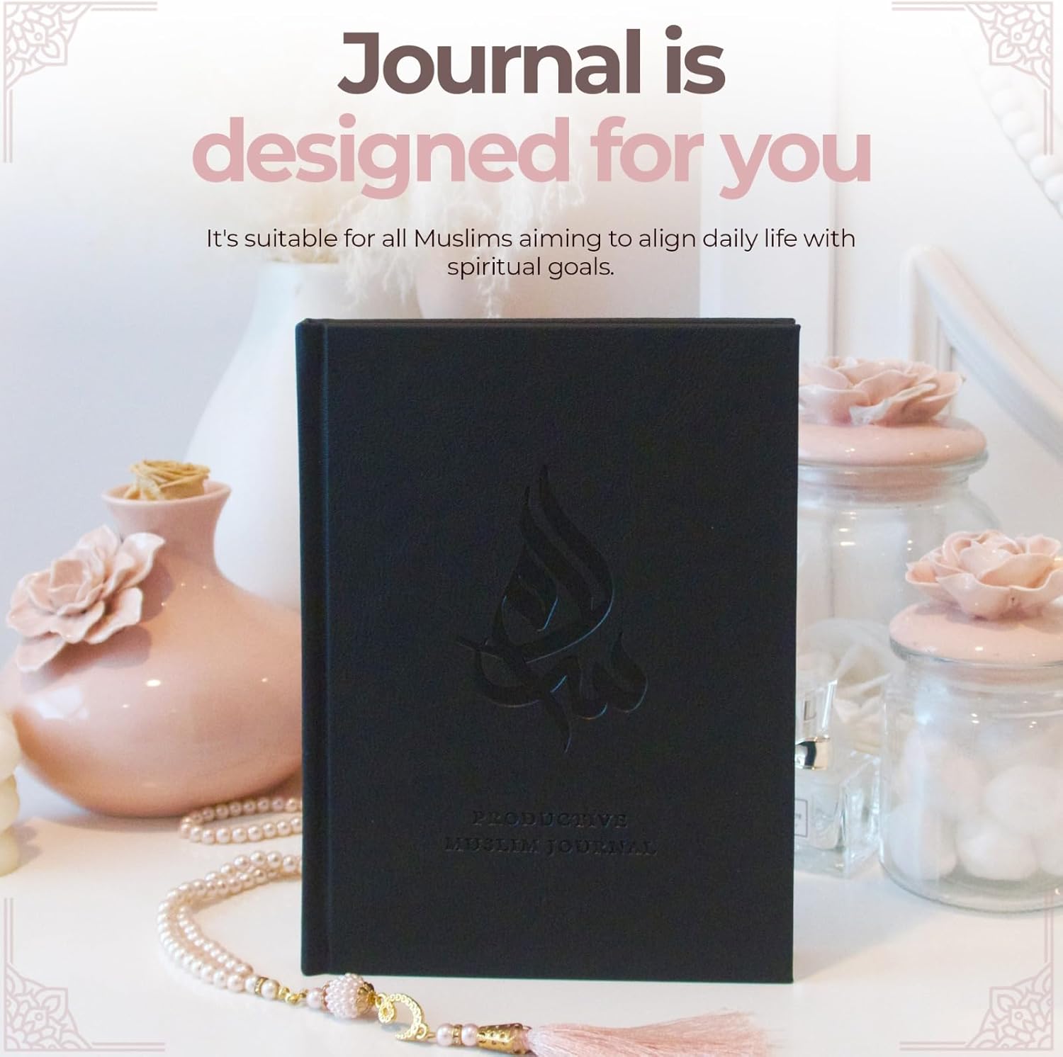 Salam Journal, Islamic Daily Planner with Prayer Tracker, Daily Hadith and Duas, Undated Layout with 6 Month Coverage, Ramadan and Eid Gift for Muslims (Black)