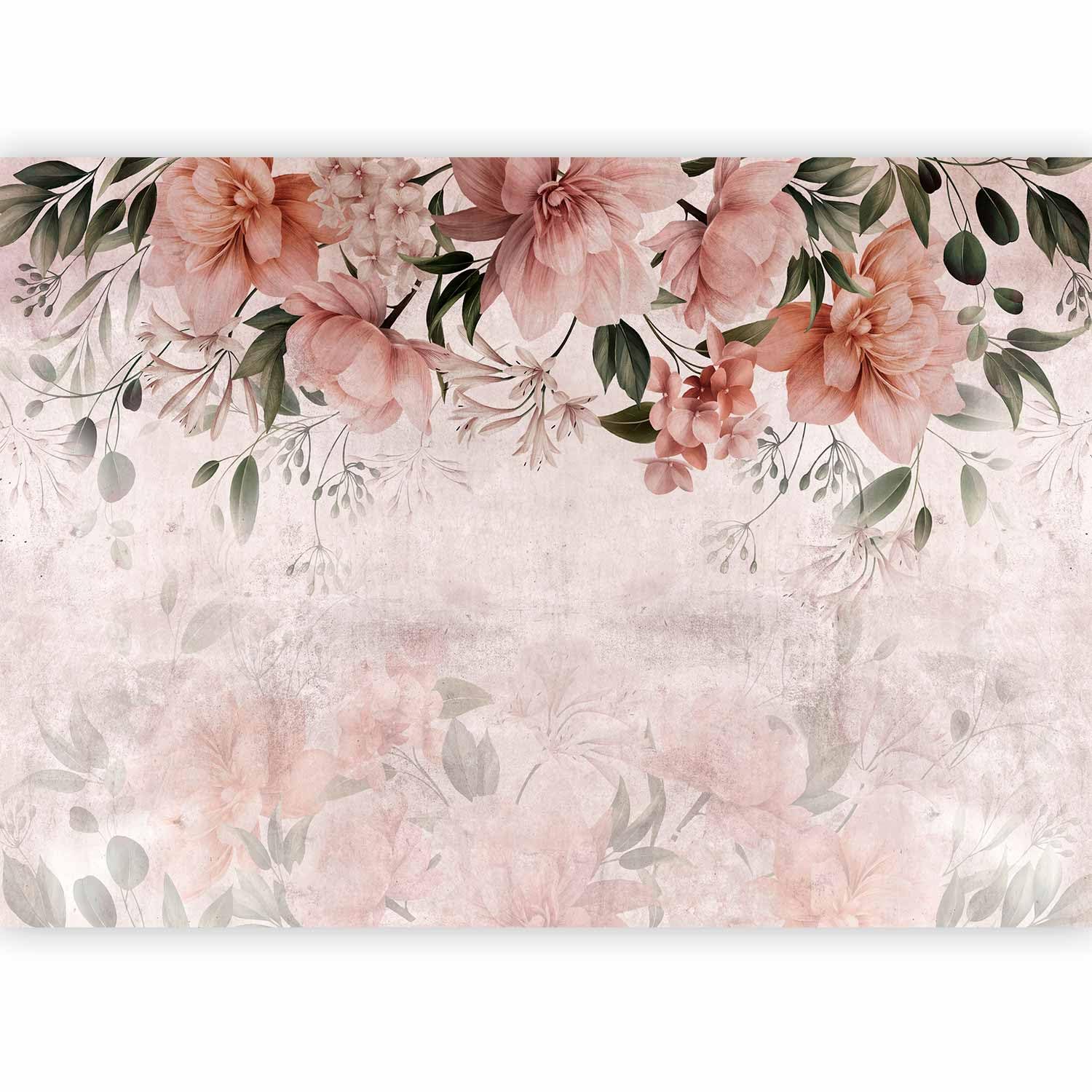 murando Carta da parati Floreale 450x315 cm Fotomurali in TNT Murale alla moda Decorazione da Muro XXL Poster Gigante Design Carta per Pareti Soggiorno Foglie Natura Effetto cemento b-C-10144-a-a