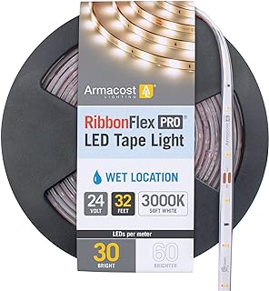 Armacost Lighting RibbonFlex Pro Soft White (3000K), 30LEDs/M, 10M, 24V Outdoor Tape Light (144450)