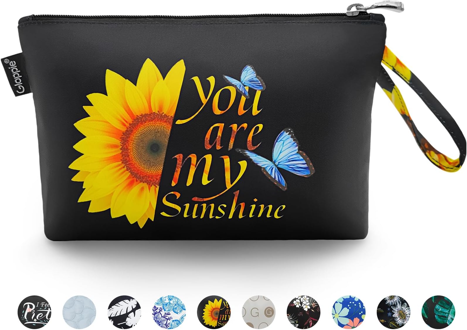 Gloppie Makeup Bag Small Portable - Toiletry Bags Wash Bag Cosmetic Jewellery Pouch Storage Birthday - Sweet Gifts Bag for Women Friend Nurse Teacher Gifts, Sunflower