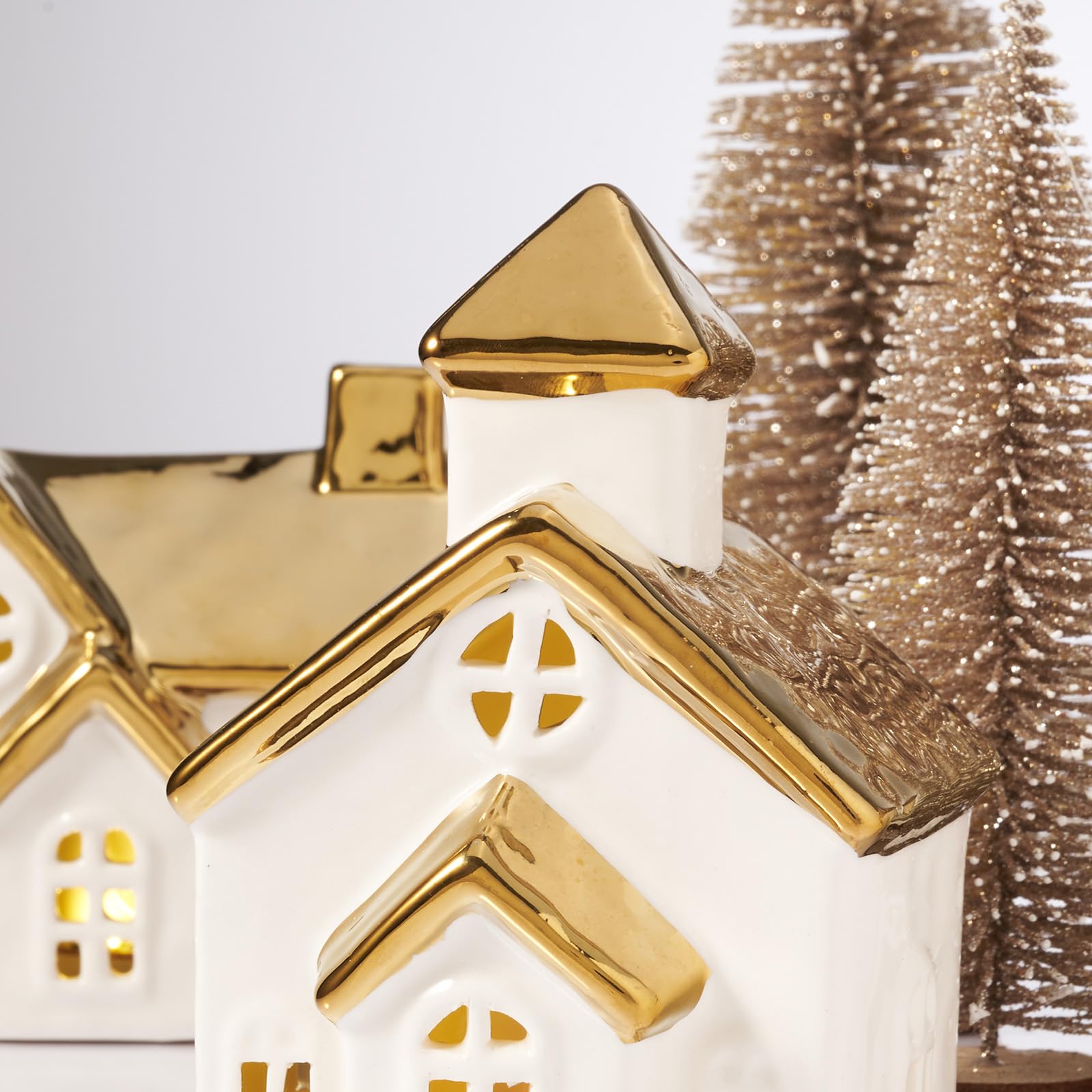 DN DECONATION Weihnachtsdeko Häuser Set, 6-teilig für Tischdeko Innen
