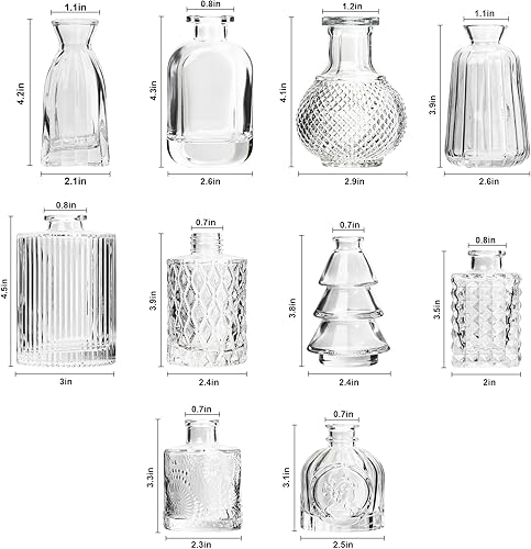 Miniatura 4 de RUCKAE Jarrones pequeños transparentes a granel, paquete de 22 mini jarrones de cristal para centro de mesa, decoración de boda, decoración del