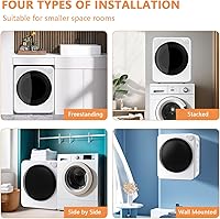 Vista 3 de Secadora de ropa eléctrica portátil de 120 V, secadora de ropa compacta de 800 W, fácil control, 1.6 pies cúbicos de carga frontal de acero