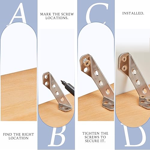 Miniatura 4 de Yaocom Soporte de esquina triangular multifunción de acero inoxidable, 50 unidades, conector de esquina universal para muebles, soporte de esquina