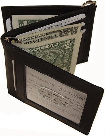 Wallet Men S Cow Leather Double Money Clip Z-Fold Trifold 9 Cards Outside Id