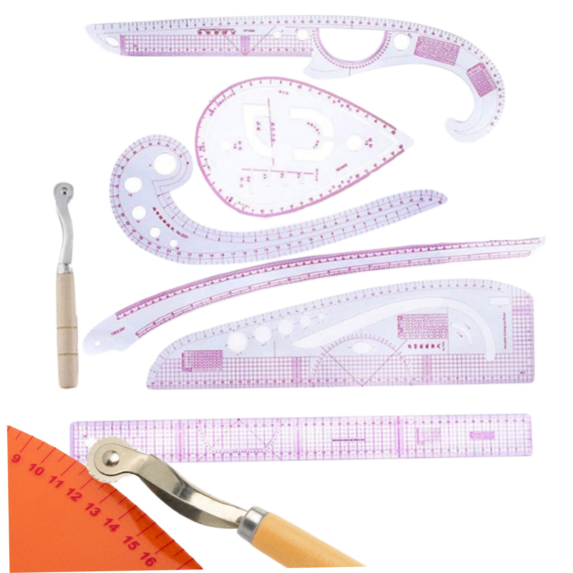 Règle de courbe française 4 pièces/ensemble, échelle précise, règle de couture pliable transparente, modèle dessin métrique pour la conception vêtements bricolage ART_SUPPLIES.
