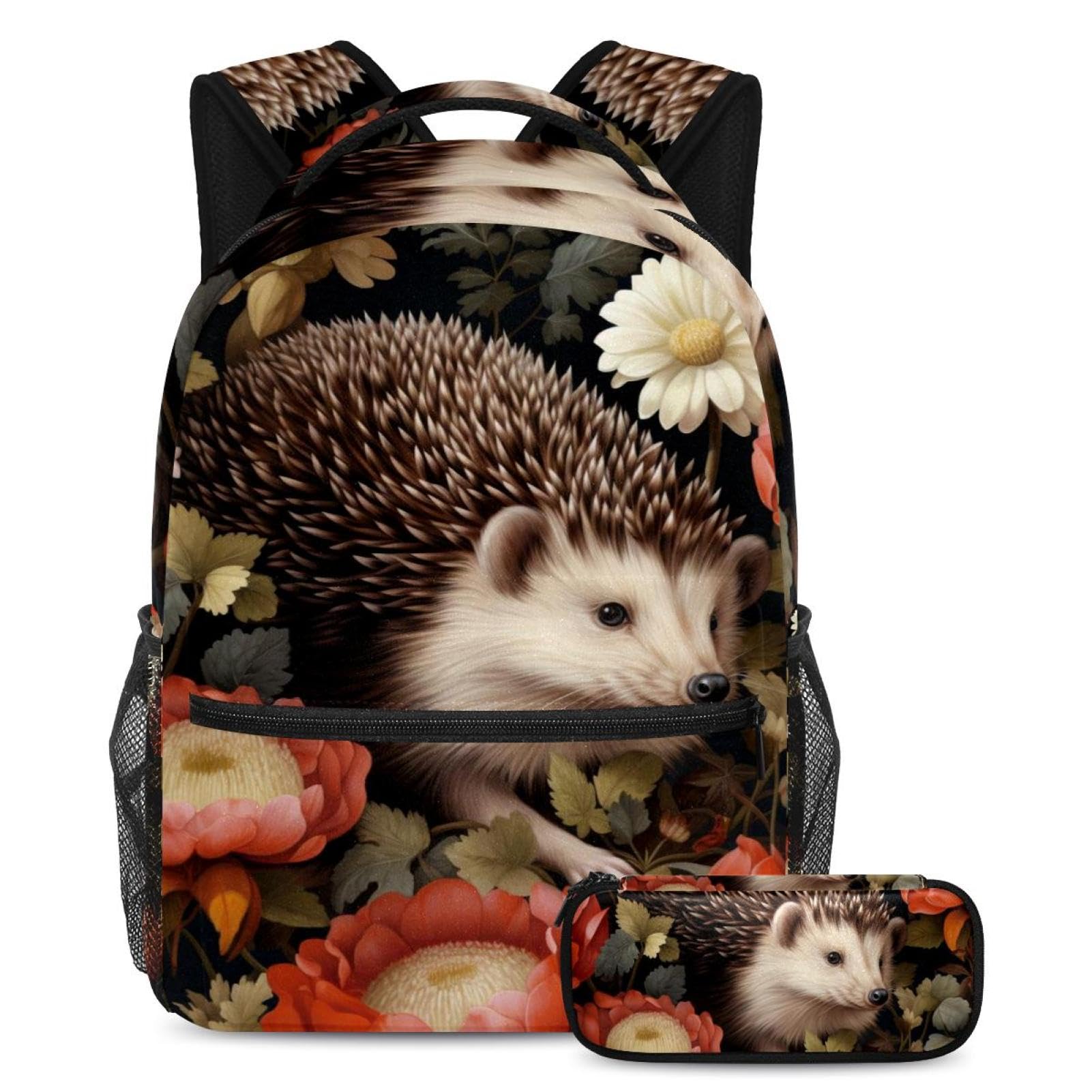 Sac à dos hérisson avec trousse assortie multicolore pour l'école - 7