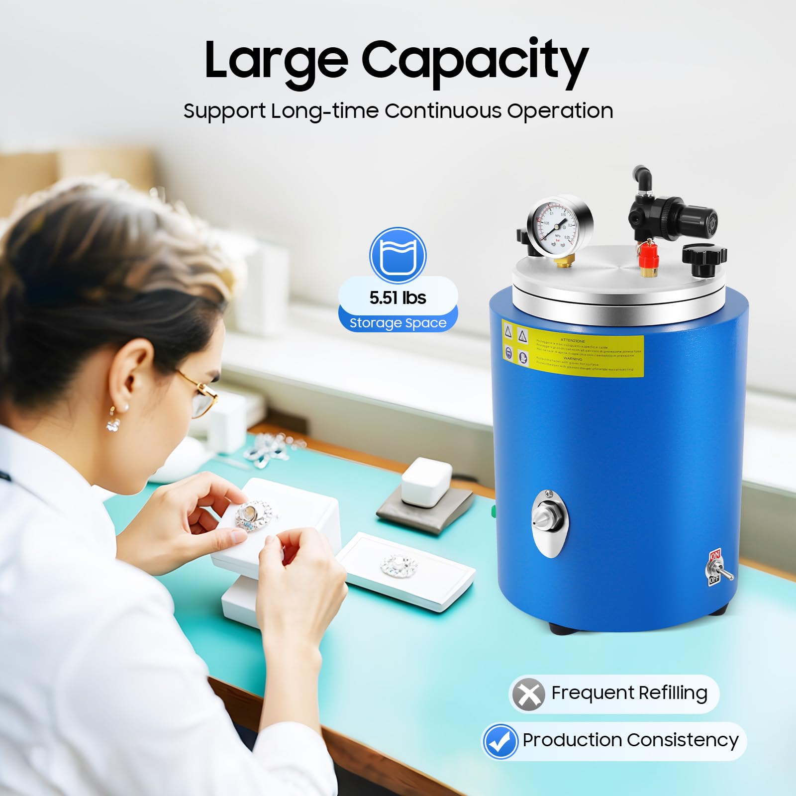 2.5L Wax Melting Furnace Round Wax Injector for Jewelry Molds, 500W Wax Casting Machine, 86-230°F Temperature Adjustment Casting Wax Injection, for Jewelry Wax Injection