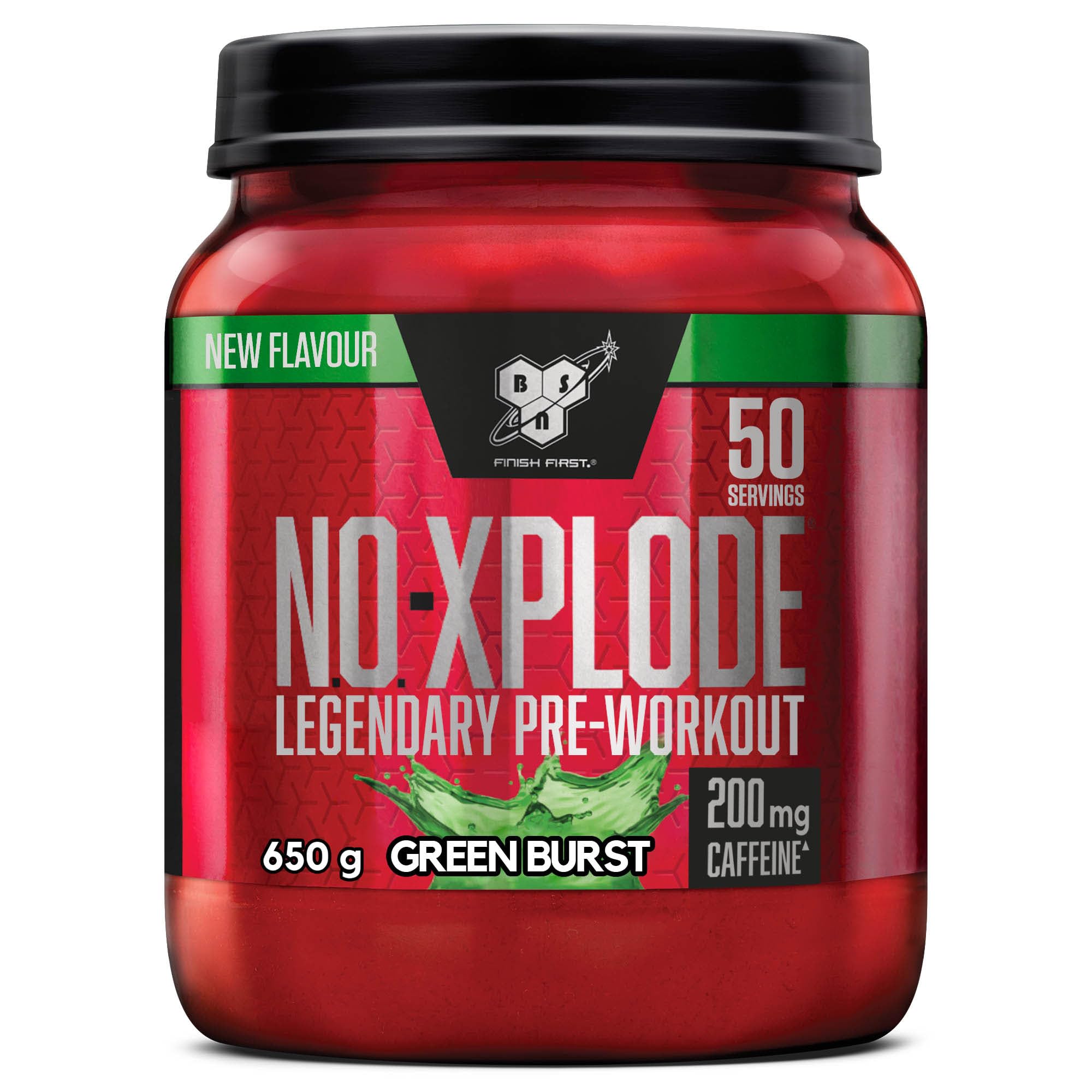 BSN Nutrition N.O.-Xplode Pre-Workout Pulver Nahrungsergänzungsmittel, mehr Energie und Konzentration mit Koffein, Aminosäuren, Vitamin C und Zink, Geschmacksrichtung Green Burst, 50 Portionen, 650 g