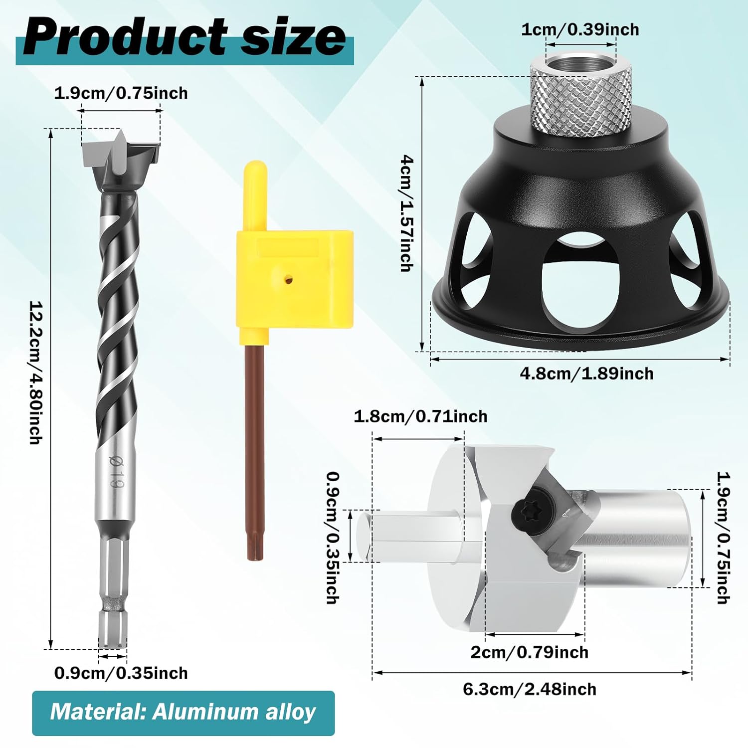 Bench Dog Hole Chamfer Reamer Tool Stainless Steel, Drill Bit Hole Puncher Locator for 19mm (3/4 Inch) Dog Holes, Vertical Hole Woodworking Polished Finish Tool (Long Drill)