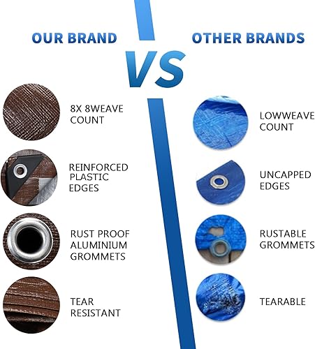 Miniatura 9 de 25 x 40 pies RSW - Lona reversible de seguridad resistente al agua de 12 mil, resistente a los rayos UV, lona a prueba de rasgaduras y desgarros con