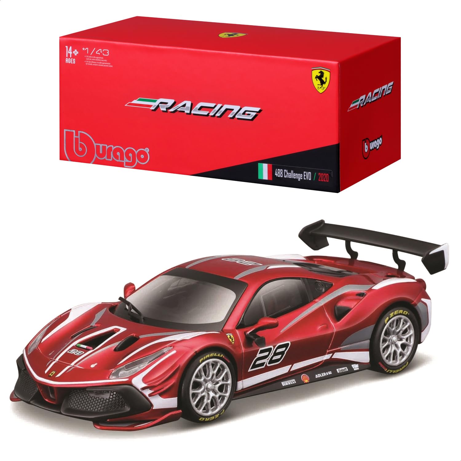 Bburago FERRARI RACING 488 CHALLENGE EVO 2020 Super Car  1:43 Scale  Incredibly Detailed Die-Cast Replica Collectible Model Vehicle