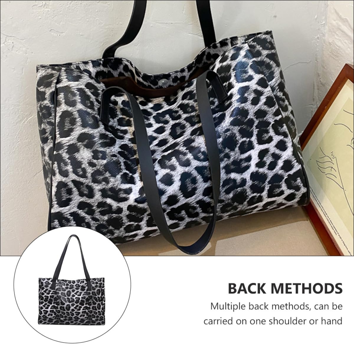 Gatuida Bolso de Hombro Diseño Único y Moderno Estampado de Leopardo para Mujer Gran Capacidad Reutilizable de Pu Adecuado para Uso Casual y Compras