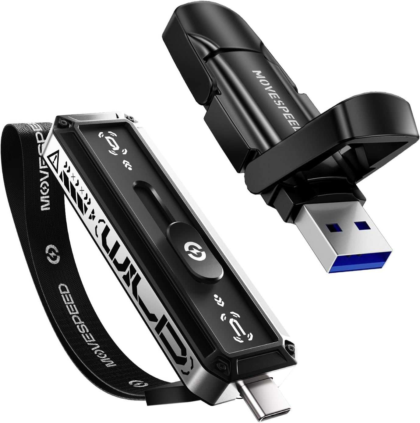 MOVE SPEED 2 Pcs 1TB USB Drive External SSD 560MB/s USB 3.2+USB C Dual Ports External Drive for iPhone 15/16/17 Series/Mac/Android