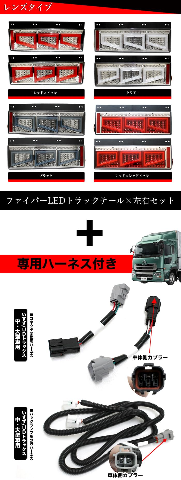Amazon | Eマーク取得 クオン 日産UD 3連 角型 トラック テール