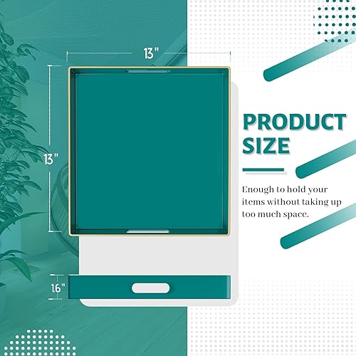 Miniatura 60 de MAONAME Bandeja decorativa, bandeja negra con asas, bandejas de mesa auxiliar, bandejas cuadradas de plástico para otomana, baño, cocina, 13 x 13 x