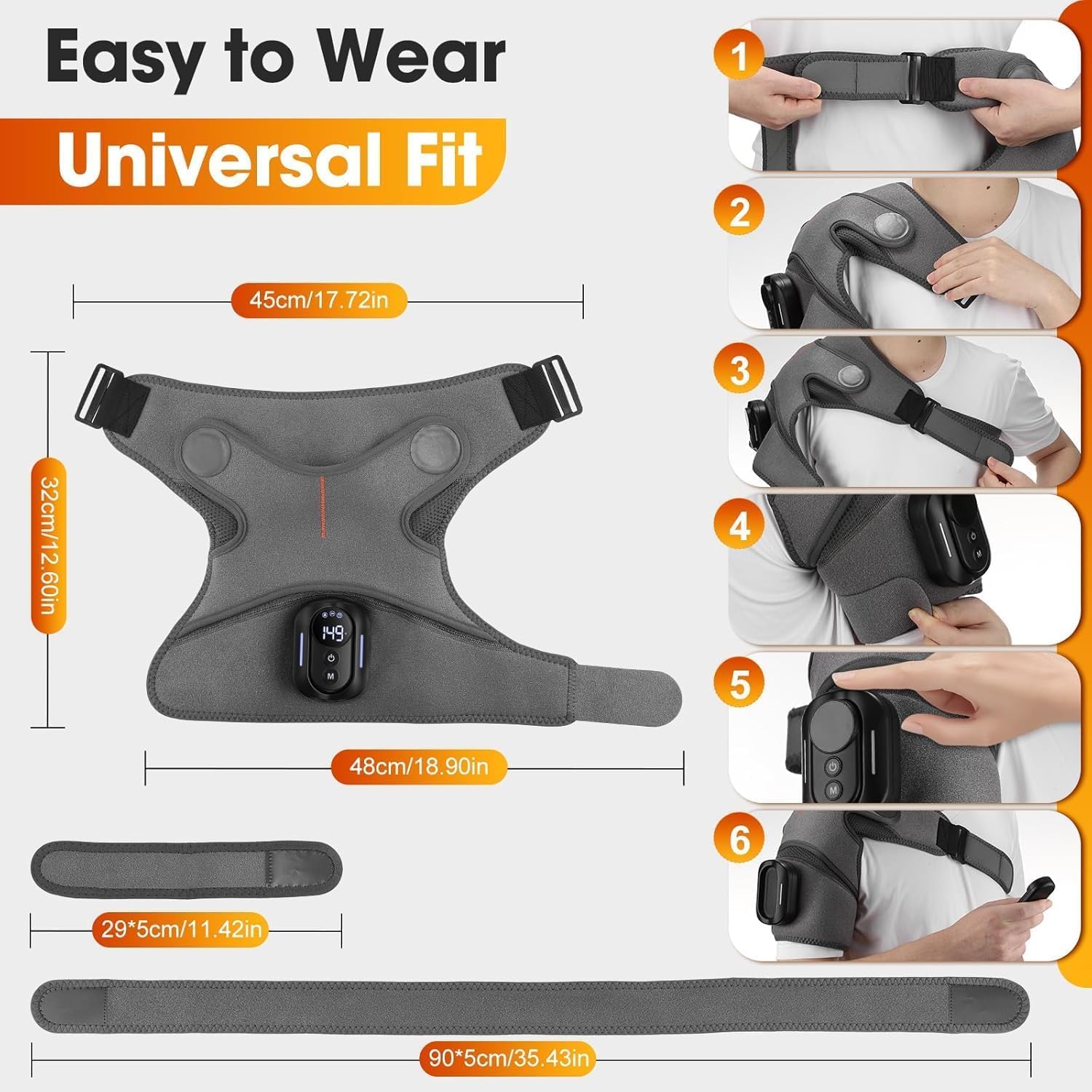 3-in-1 Schultermassager, Kabellose Beheizte Schultermassageauflage, 5 Einstellbare Wärme- & Vibrationsmodi, 5000mAh Schultermassagegerät mit Fernbedienung, 3-Gang-Timer, für Männer Frauen Geschenk