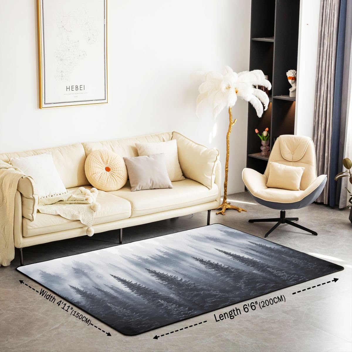 Krajobraz leśny szary mglista sosna dywaniki do sypialni 100 x 150 cm