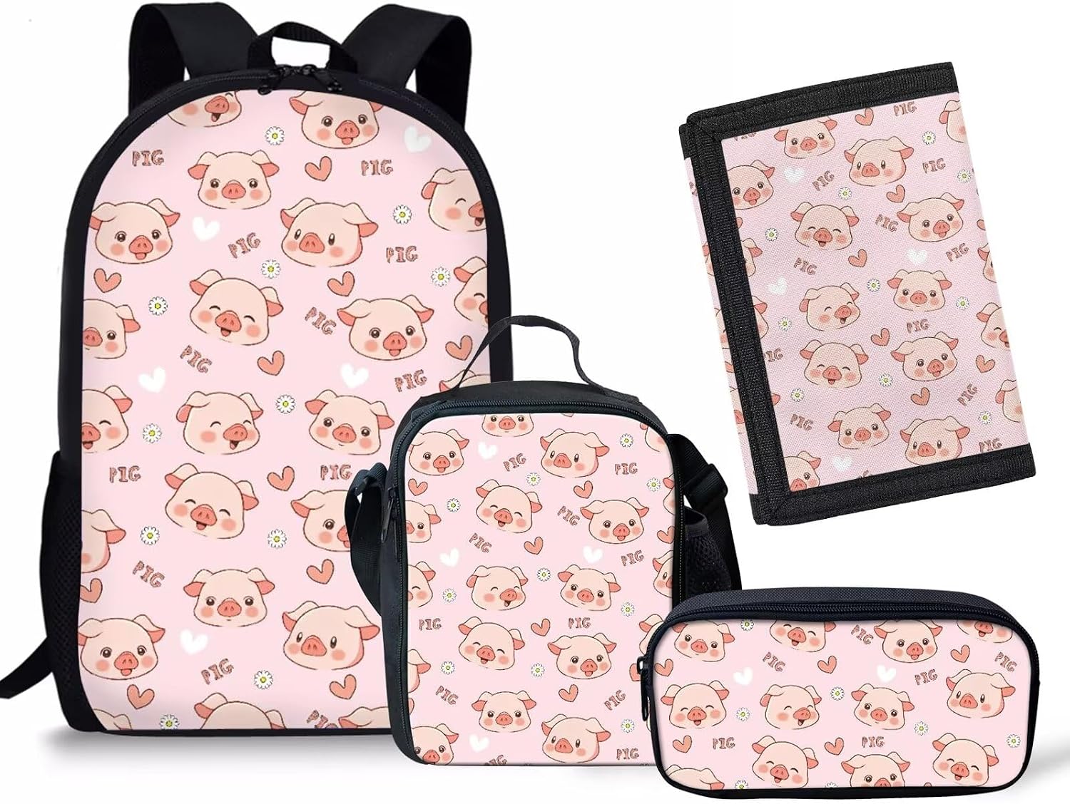 Rnyleeg Back to School Girls Kids Cartoon Owl Animal Backpacks for Preschool Elementary School Bag&Lunch Box Set with Toddler Wallet Pencil Holder Set
