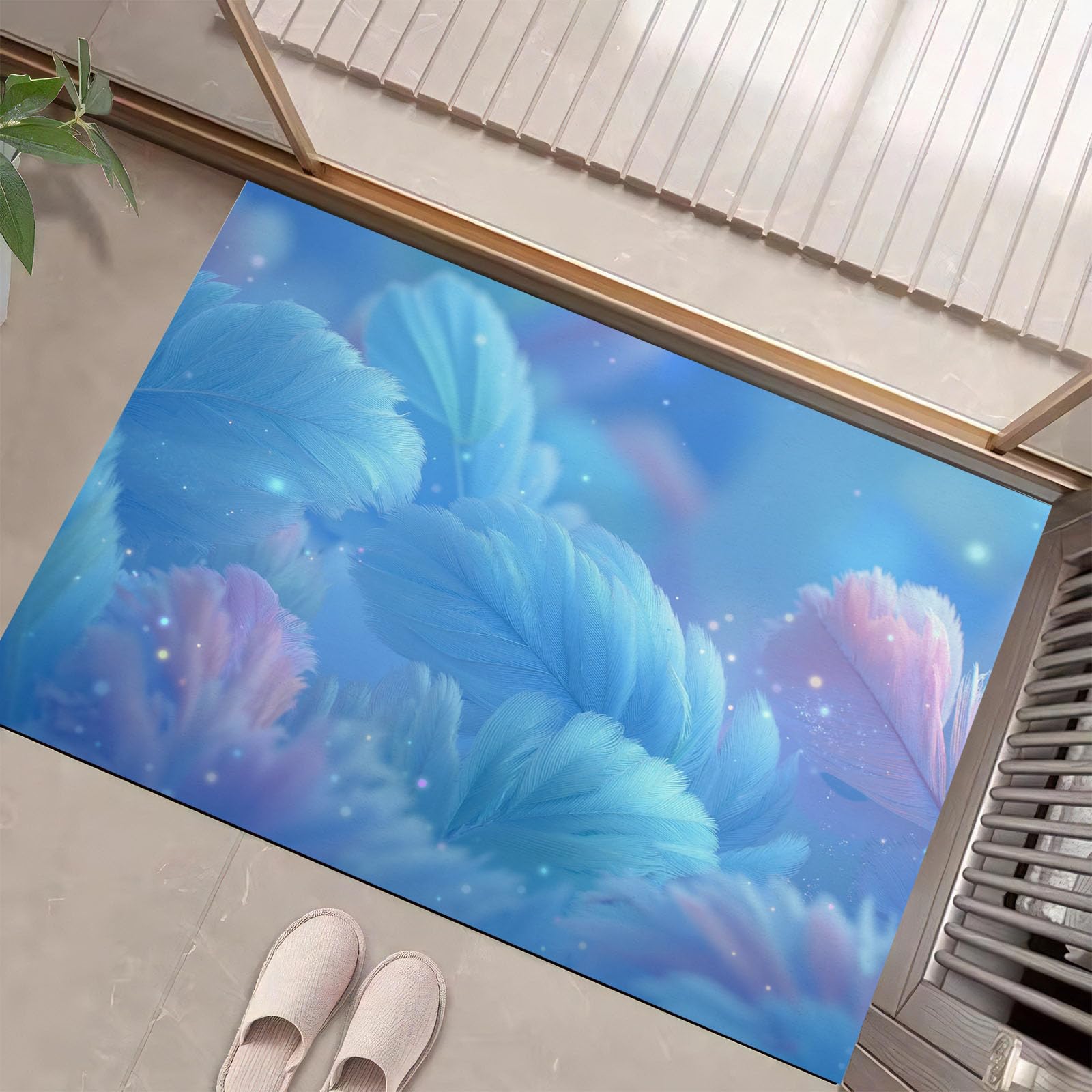 Paillasson fantastique éthéré 60x90 cm lavable pour entrée de maison et cuisine