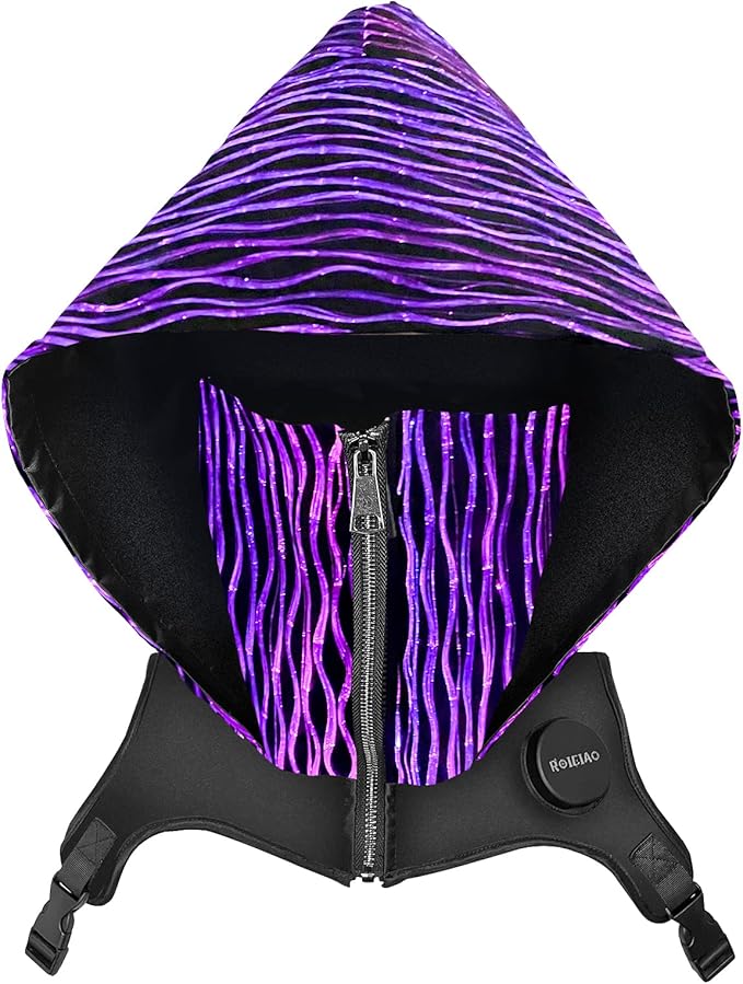 Glow in The Dark Puck Rogue Cowl Hood Scarf, Light up Hooded Cape Hat Unisex Neck Glow in The Dark Puck Rogue Cowl Hood Scarf, Light up Hooded Cape Hat Unisex Neck