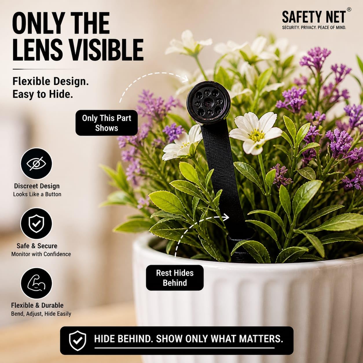 SAFETYNET WiFi Button Camera | 1080P Full HD Hidden Spy Camera | IWF CAM App | Flexible Bendable Design | 32GB Memory Support with Compression | Live View on Mobile & Laptop | Audio Video Recording — Amazon image 3