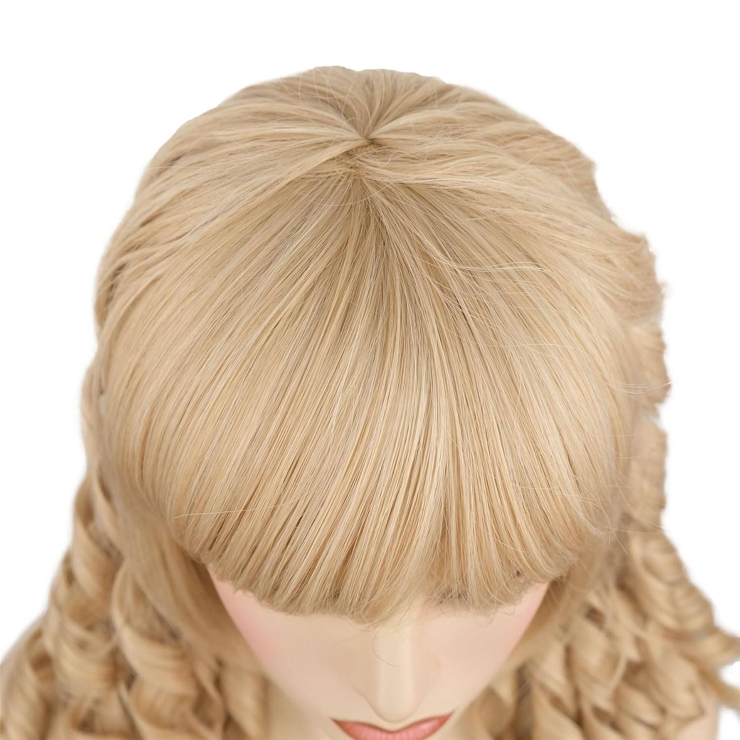 Aimole Long Curly Wigs Golden Synthetic Women Wig Cosplay Heat Resistant Hair