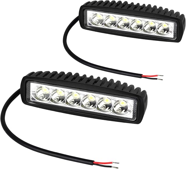 PROZOR 2PCS 18W LED Work Light Bars 4WD 12V 24V Car Spot Light Bar Waterproof Spot Beam Car Led Light Slim Driving Lamps Off-road Cars Trucks ATVs