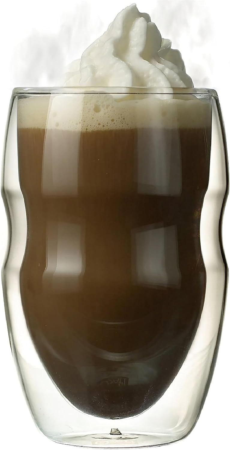 Ozeri Serafino Double Wall Insulated Beverage and Coffee Glasses, 12-Ounce | Patented Double Wall Design Suspends Drinks Within A Thermally Insulated Inner Wall, For A Captivating Visual Presentation