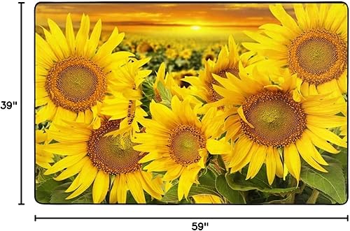 Miniatura 2 de Alfombras lavables de gran tamaño girasoles en el campo puesta de sol suaves y grandes antideslizantes para habitación de niños sala de estar
