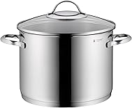 WMF Gemüse- Suppentopf Induktion 24cm, Glasdeckel, Kochtopf groß 8,8l, Cromargan Edelstahl poliert, großer Topf unbeschichtet, backofengeeignet