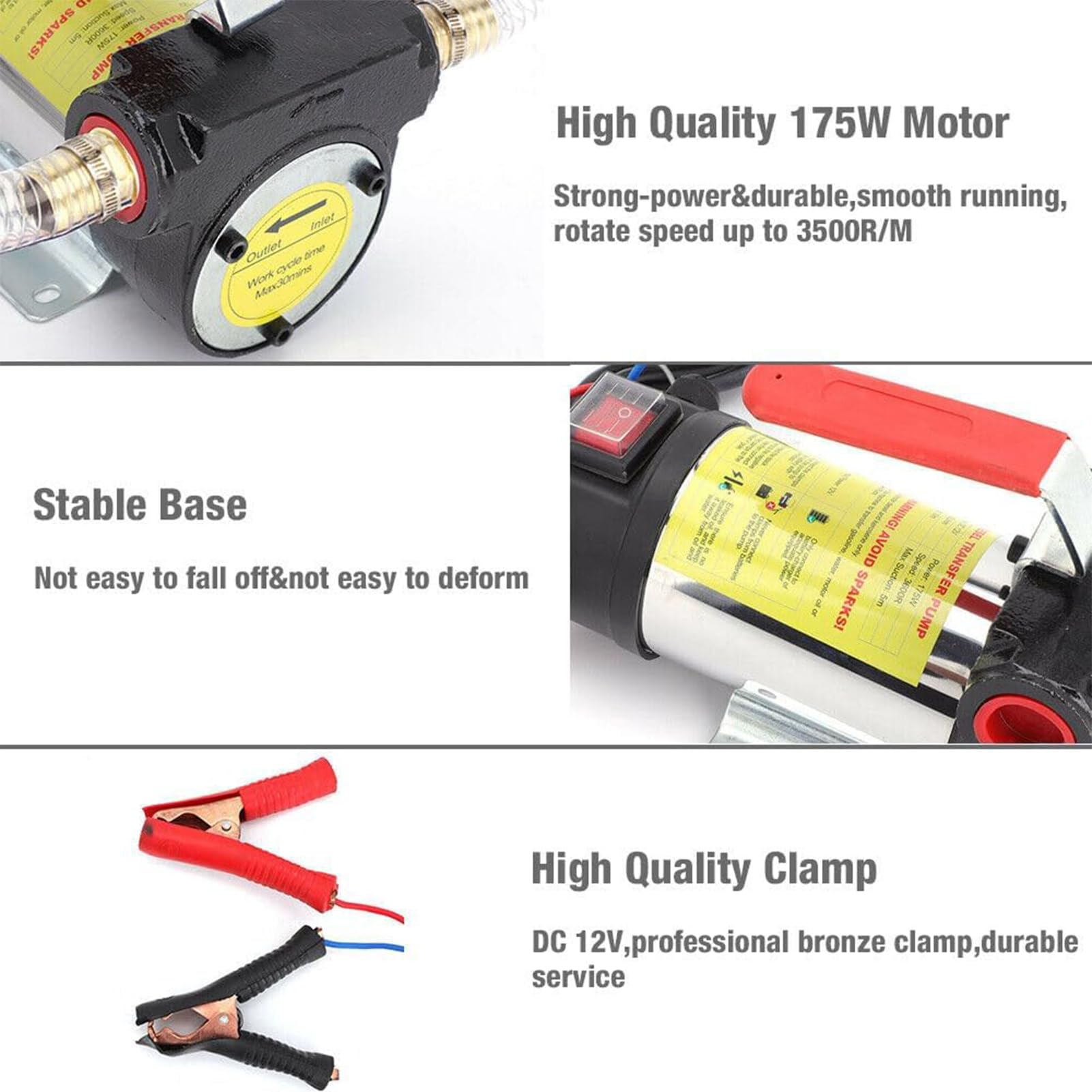 Youyijia Dieselpumpe Heizölpumpe 12V Ölabsaugpumpe Kraftstoffpumpe Ölpumpe selbstansaugend Umfüllpumpe Absaugpumpe Ölpumpe Öl Heizöl