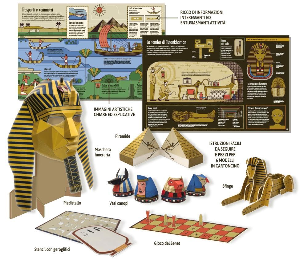 Antico Egitto. Scopri la terra dei faraoni con sei modelli tutti da costruire. Tesori di carta. Ediz. a colori. Con 6 modelli da costruire
