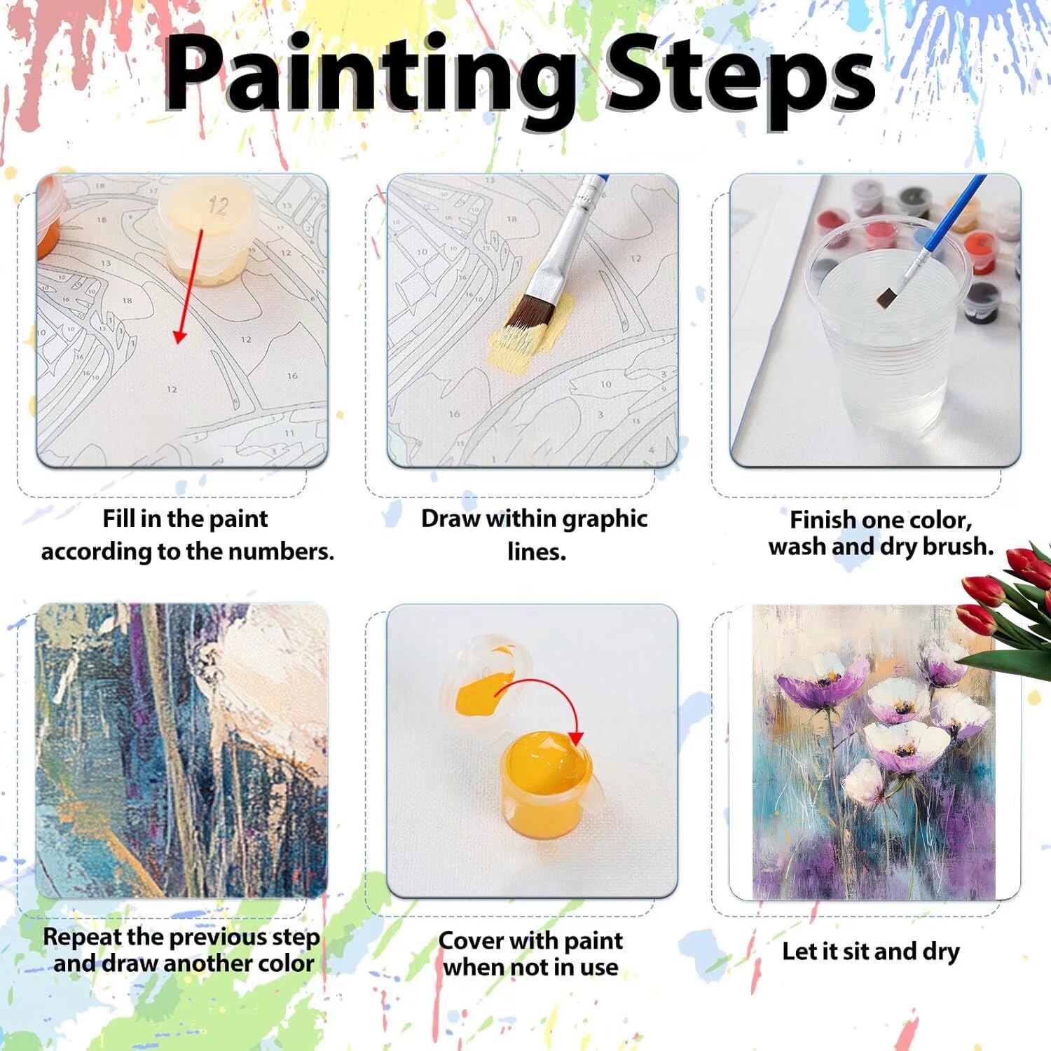 Pintar por Numeros Adultos pintar por numeros niños manualidades niños 10 años, DIY Pintar por Números de Pincel y Pintura acrílica Decoraciones para el Hogar Manualidades, sin Marco 60x80cm C-112