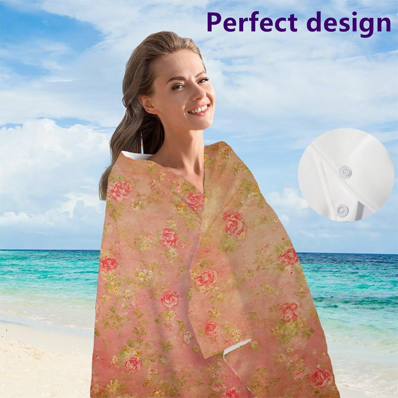 Toalla de Playa Microfibra 90x200 cm Toallas Baño Grandes de Piscina, Toalla Playa Sin Arena, Absorbente Ligera Secado Rápido Toalla Gimnasio, con Bolsa para Yoga Viajes Gimnasio( Rosa Rosa) G1-1126