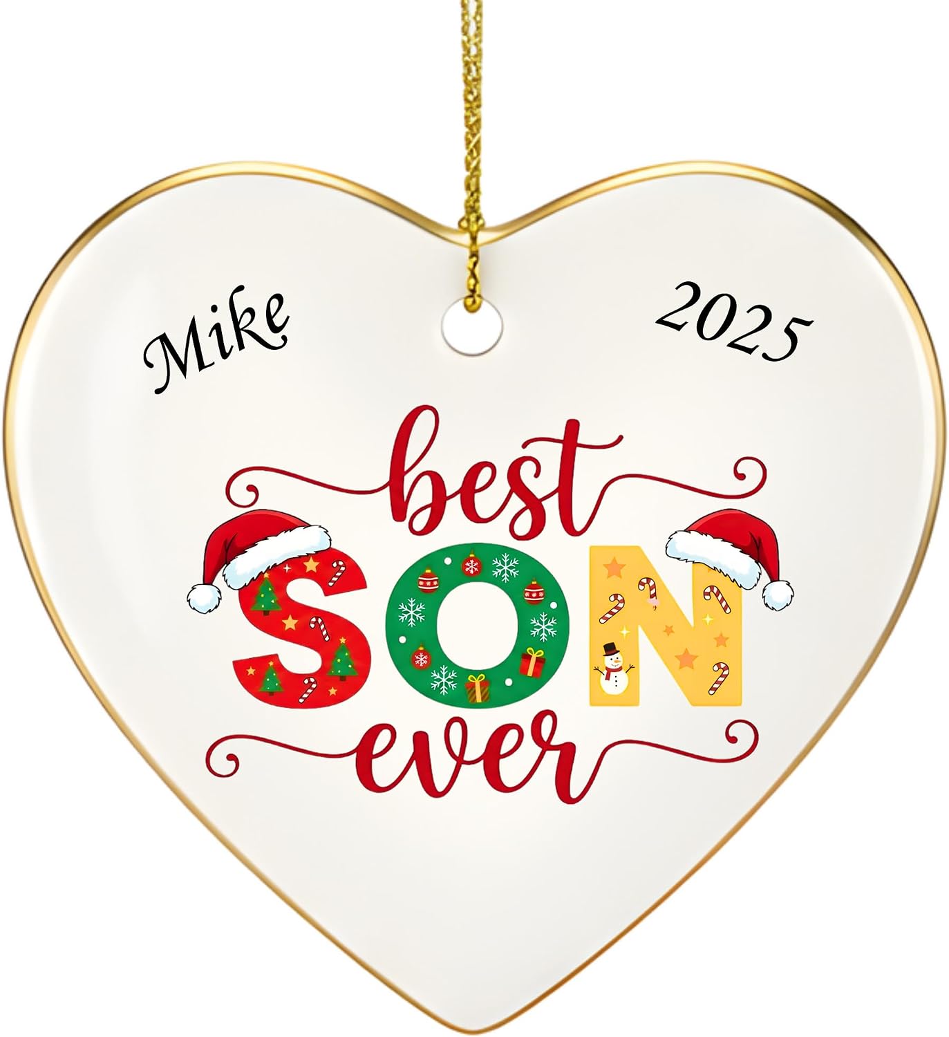 Amazon.com: 2025 Personalized Best Son Ever Christmas Ornament – Heart ...