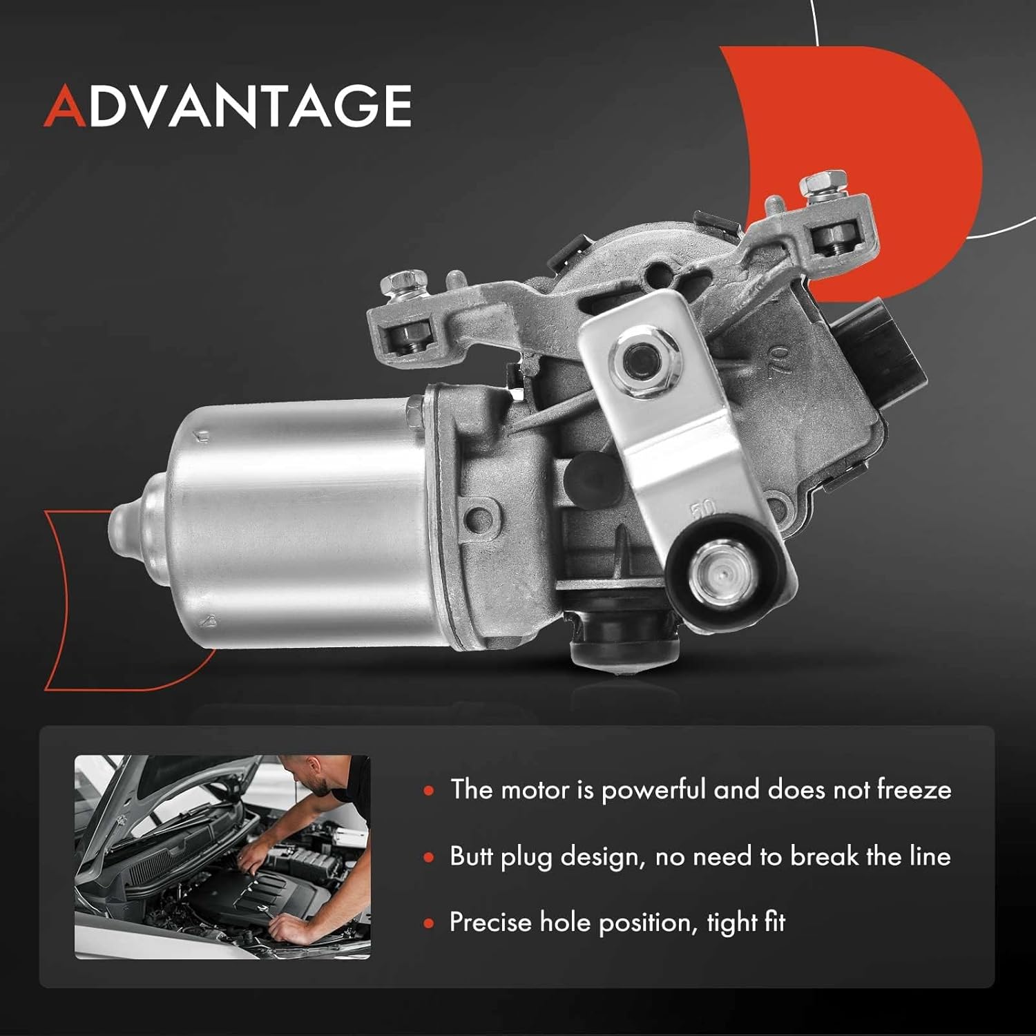 A-Premium Front Windshield Wiper Motor Compatible with Hyundai Sonata 2011-2015 & Kia Sorento 2011-2015 & Mazda 6 2006-2008 & Toyota Avalon 2013-2014, Camry 2012-2016, Venza 2009-2015, 5-Pin