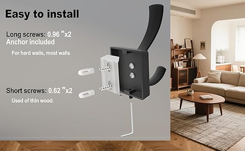 Miniatura 4 de Paquete de 3 ganchos negros para toallas, soporte para bata de baño, ganchos para colgar en la pared, llavero, mochila (paquete de 3, negro)